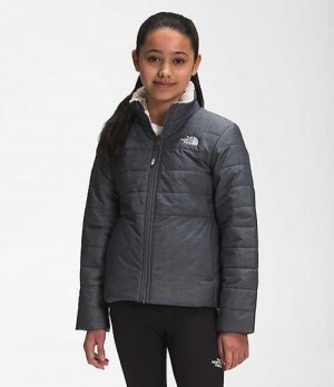 Chaquetas The North Face Reversible Mossbud Swirl Niña Gris Blancas | 5793286-ZK